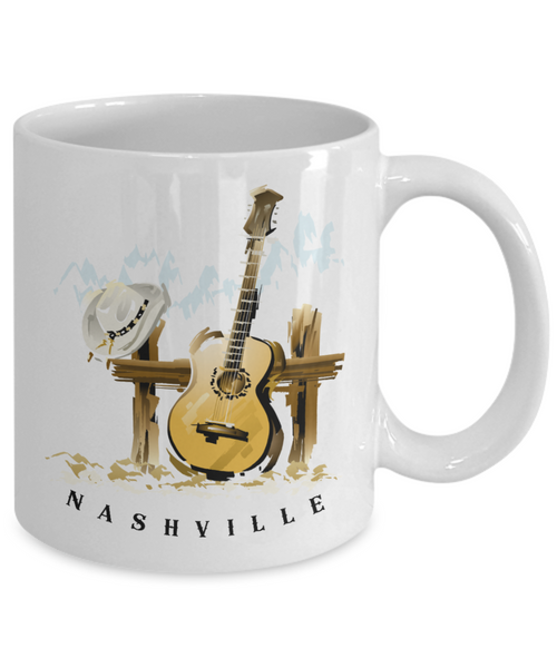 Nashville Mug, Nashville Gift, Nashville Coffee Cup, Nashville Decor, Tennessee Gifts, Guitar Player Gift