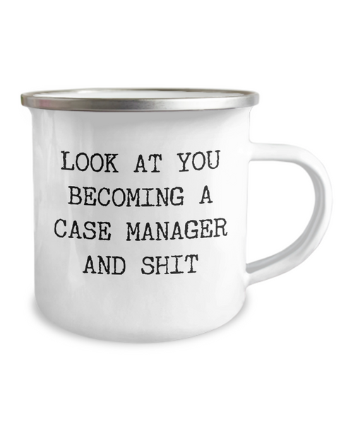 Becoming A Case Manager Camping Mug Coffee Cup Funny Coworker Gifts