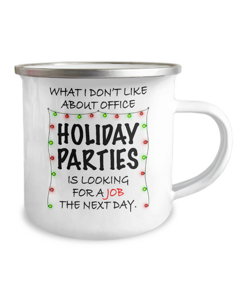 Christmas Office Holiday Parties Funny Work Mug Metal Camping Coffee Cup