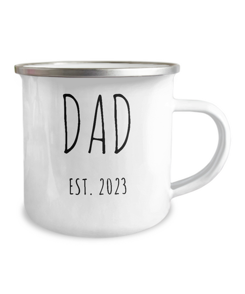 DAD EST 2023 Metal Camping Mug Coffee Cup Funny Gift