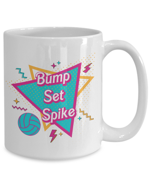 Bump Set Spike Mug, Volleyball Mom, Volleyball Coach, Volleyball Player Gift, Volleyball Team Gift, Volleyball Gift Idea, Retro 90's Coffee Cup