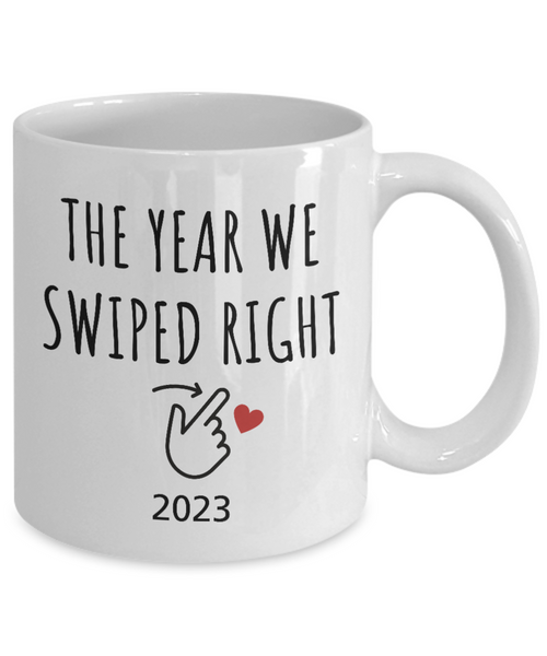 The Year We Swiped Right Mug, New Couple Mugs, Swiped Right, Boyfriend Mug, First Christmas Together, New Relationship Gift, 2023 Coffee Cup