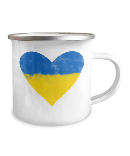 Ukraine Heart Mug Support Ukraine I Stand with Ukraine Stop War Free Ukraine No War Metal Camping Coffee Cup