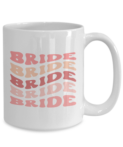 Bride Cup, Groovy Bachelorette, Groovy Bride, Retro Bride Mug, Bridal Party Mugs, Wedding Day, Aesthetic Boho Pink Peach Coffee Cup