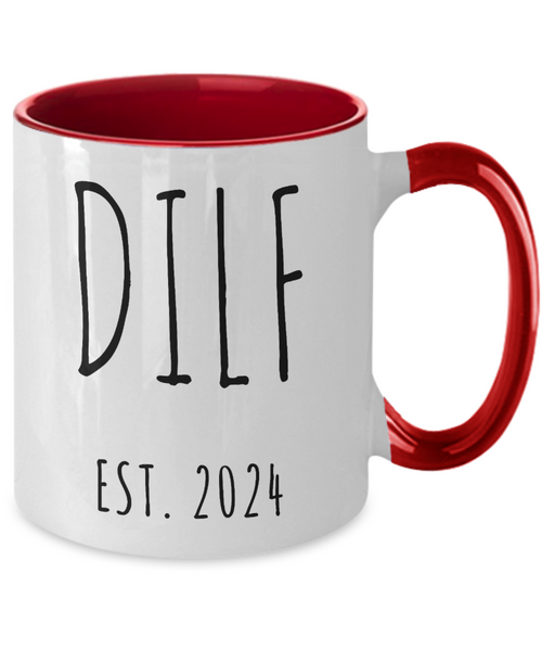 First Time Dad Gift, New Dad Gift, DILF Est 2024, First Father's Day Cup, Expecting Dad, Couples Baby Shower Gift, Colored Mug