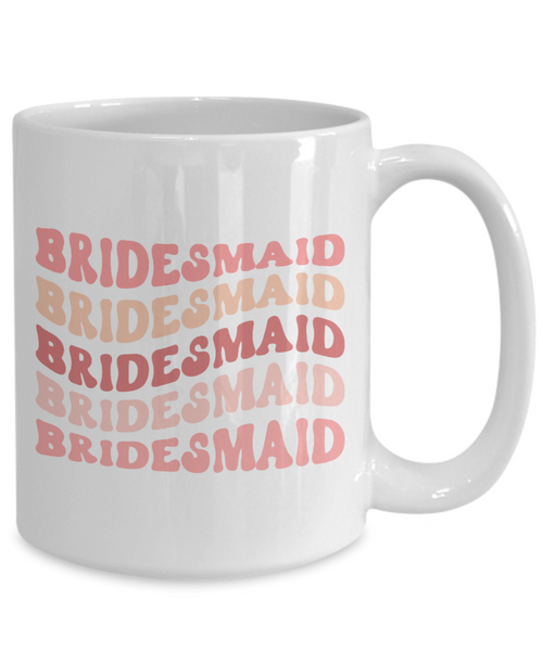 Bridesmaid Mug, Groovy Bachelorette, Groovy Bridesmaid, Retro Bridesmaid Mug, Bridal Party Mugs, Wedding Day, Aesthetic Boho Peach Pink Coffee Cup