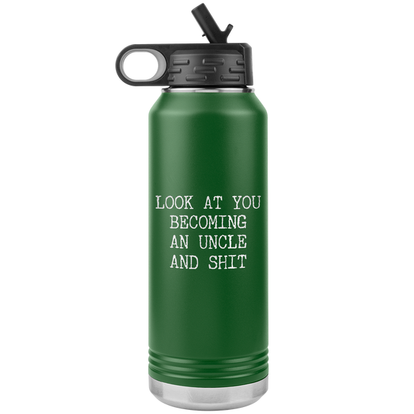 New Uncle Gift Look at You Becoming an Uncle Insulated Water Bottle Tumbler 32oz BPA Free