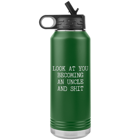 New Uncle Gift Look at You Becoming an Uncle Insulated Water Bottle Tumbler 32oz BPA Free