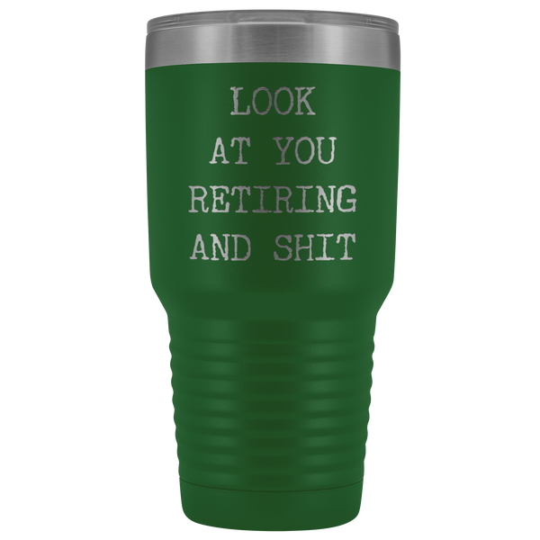 Funny Retirement Gifts Look at You Retiring Tumbler Metal Mug Insulated Hot Cold Travel Coffee Cup 30oz BPA Free