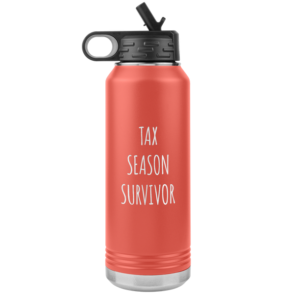 Funny Accountant Gift Tax Season Survivor Water Bottle 32oz BPA Free