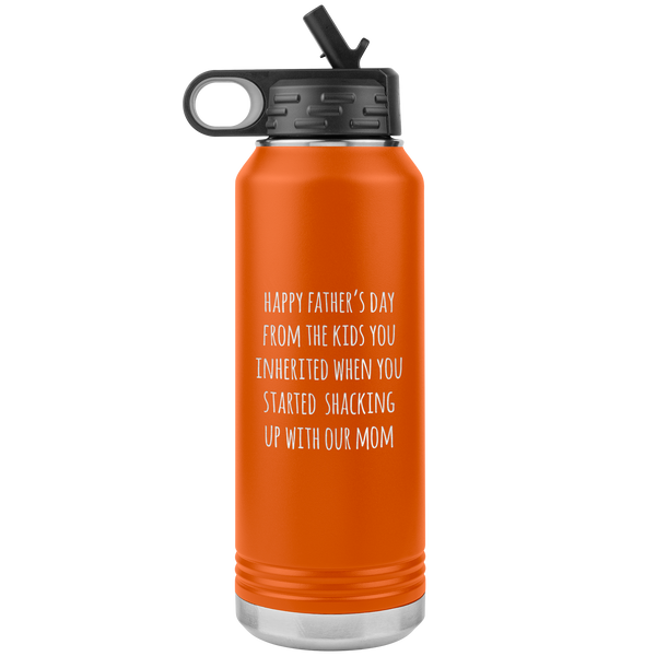 Funny Stepdad Gift From Kids Happy Father's Day From the KIDS You Inherited Water Bottle Insulated Tumbler 32oz BPA Free