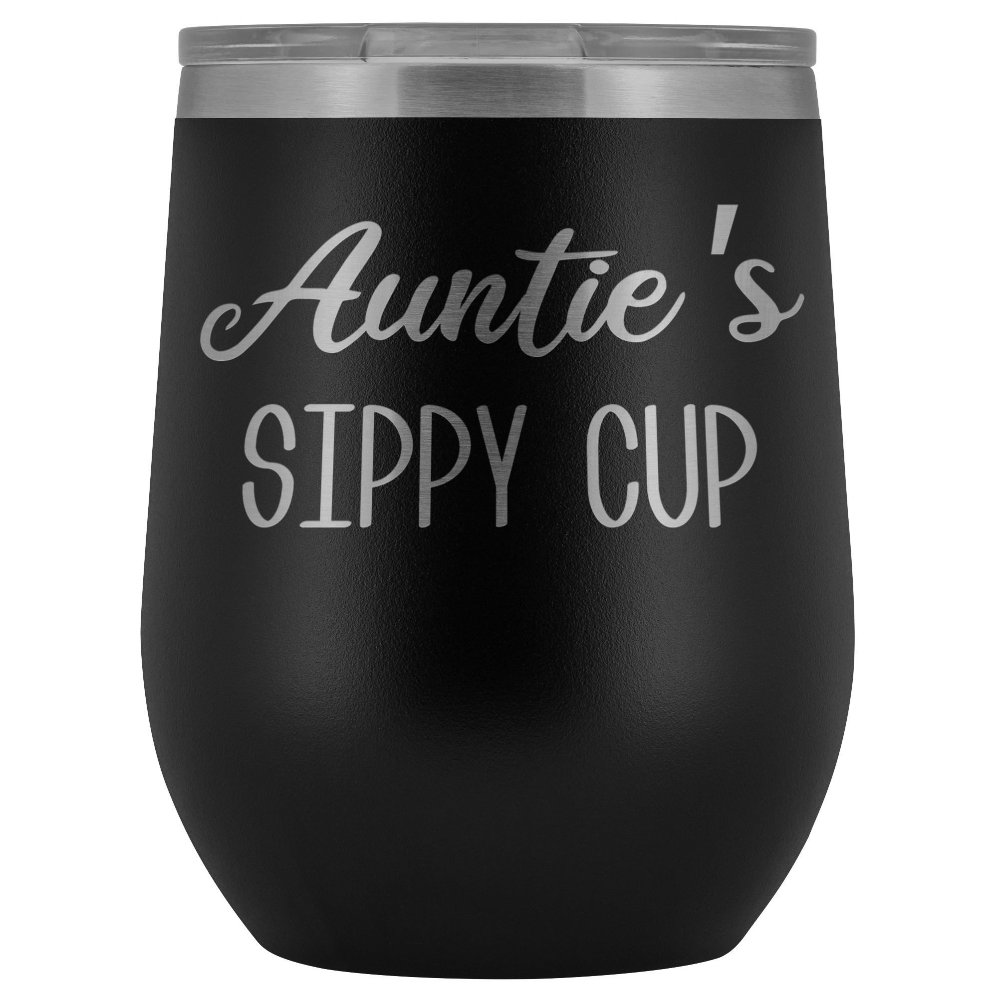 Auntie's Sippy Cup Auntie Wine Tumbler Gifts Funny Stemless Stainless Steel Insulated Wine Tumblers Hot Cold BPA Free 12oz Travel Cup