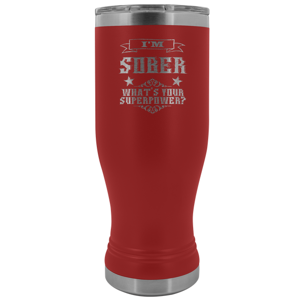 Sobriety Gift for Him for Her Sponsor Mug Sober Anniversary I'm Sober Pilsner Tumbler Insulated Travel Coffee Cup 20oz BPA Free