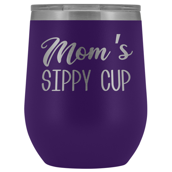 Mom's Sippy Cup Mom Wine Tumbler Funny Gifts for Mom Stemless Stainless Steel Insulated Tumblers Hot Cold BPA Free 12oz Travel Cup