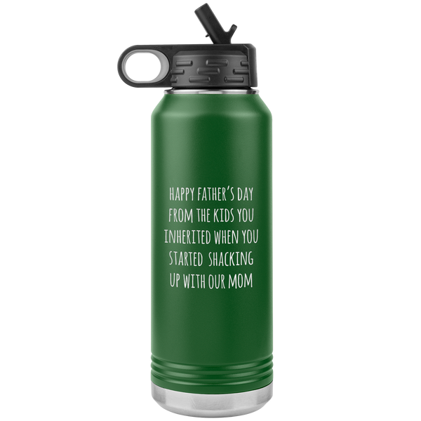 Funny Stepdad Gift From Kids Happy Father's Day From the KIDS You Inherited Water Bottle Insulated Tumbler 32oz BPA Free