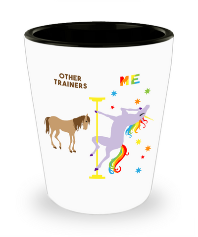 Funny Trainer Gift Fitness Trainer Best Personal Trainer Ever Birthday Gift Pole Dancing Unicorn Ceramic Shot Glass