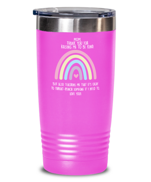 Funny Sarcastic Gift for Mom Throat Punch Mug Insulated Drink Tumbler Travel Cup