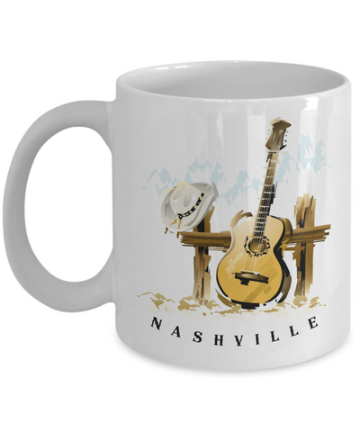 Nashville Mug, Nashville Gift, Nashville Coffee Cup, Nashville Decor, Tennessee Gifts, Guitar Player Gift