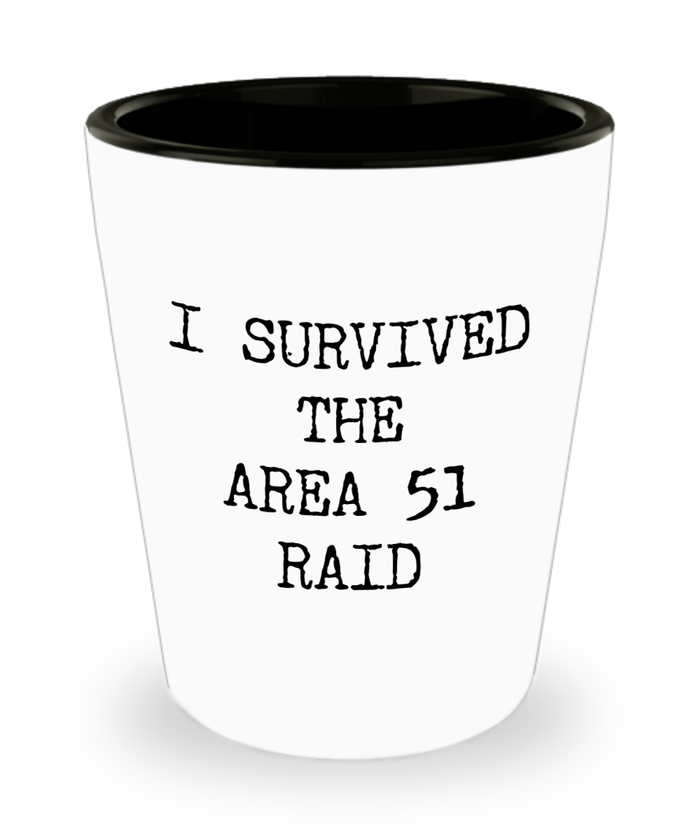 I Survived the Area 51 Raid Funny Alien Ceramic Shot Glass