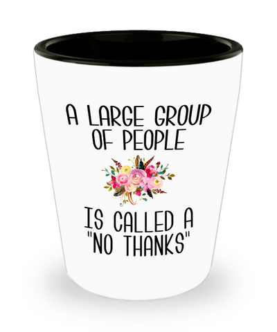 Funny Introvert Gifts I'm Busy Introverting Antisocial A Large Group of People is Called a No Thanks Floral Ceramic Shot Glass