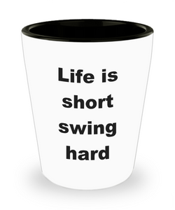 I'd Rather Be Golfing Life is Short Swing Hard Golf Ceramic Shot Glass Gift for a Golfer