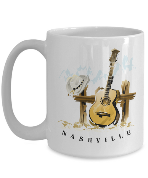 Nashville Mug, Nashville Gift, Nashville Coffee Cup, Nashville Decor, Tennessee Gifts, Guitar Player Gift