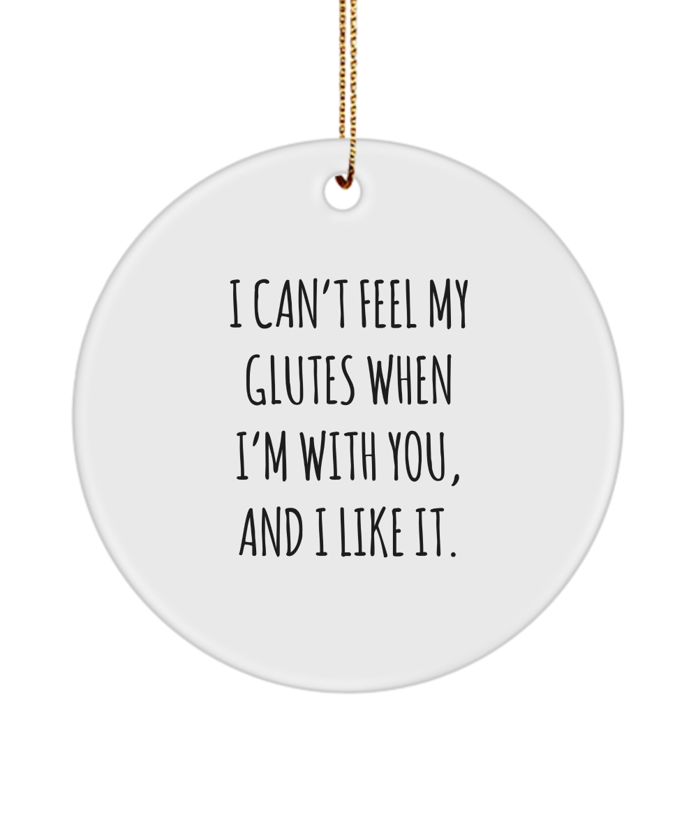 I Can't Feel My Glutes 32 oz Water Bottle Ceramic Christmas Tree Ornament Funny Gift