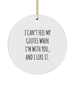 I Can't Feel My Glutes 32 oz Water Bottle Ceramic Christmas Tree Ornament Funny Gift