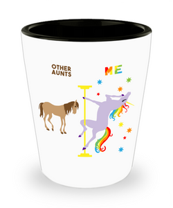 Aunt Gift for Auntie Gifts Birthday Present from Niece from Nephew Pole Dancing Unicorn Ceramic Shot Glass