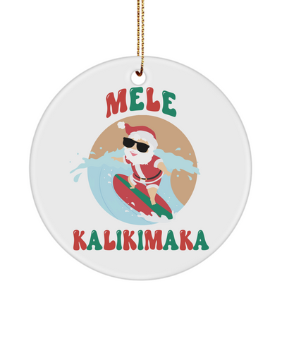 Mele Kalikimaka, Kawaii Ornament, Hawaii Ornament, Hawaii Christmas, Hawaiian Ornaments, Surfing Ornament, Surfboard Ornament