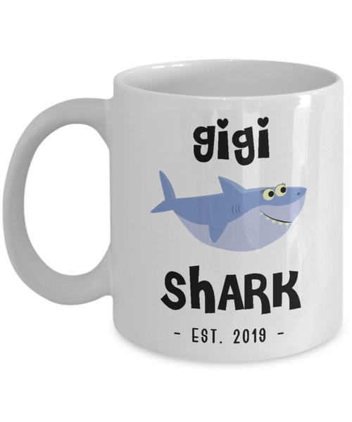 Gigi Shark Mug New Gigi Est 2019 Coffee Cup Do Do Do Expecting Gigis Baby Shower Pregnancy Reveal Announcement Gifts
