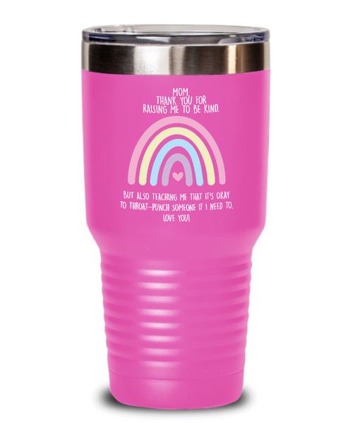 Funny Sarcastic Gift for Mom Throat Punch Mug Insulated Drink Tumbler Travel Cup