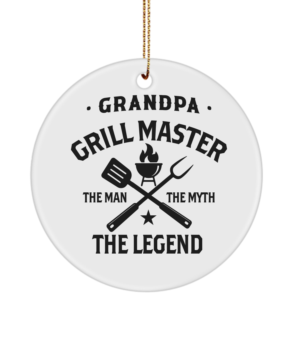 Grandpa Grillmaster The Man The Myth The Legend Ceramic Christmas Tree Ornament Funny Gift