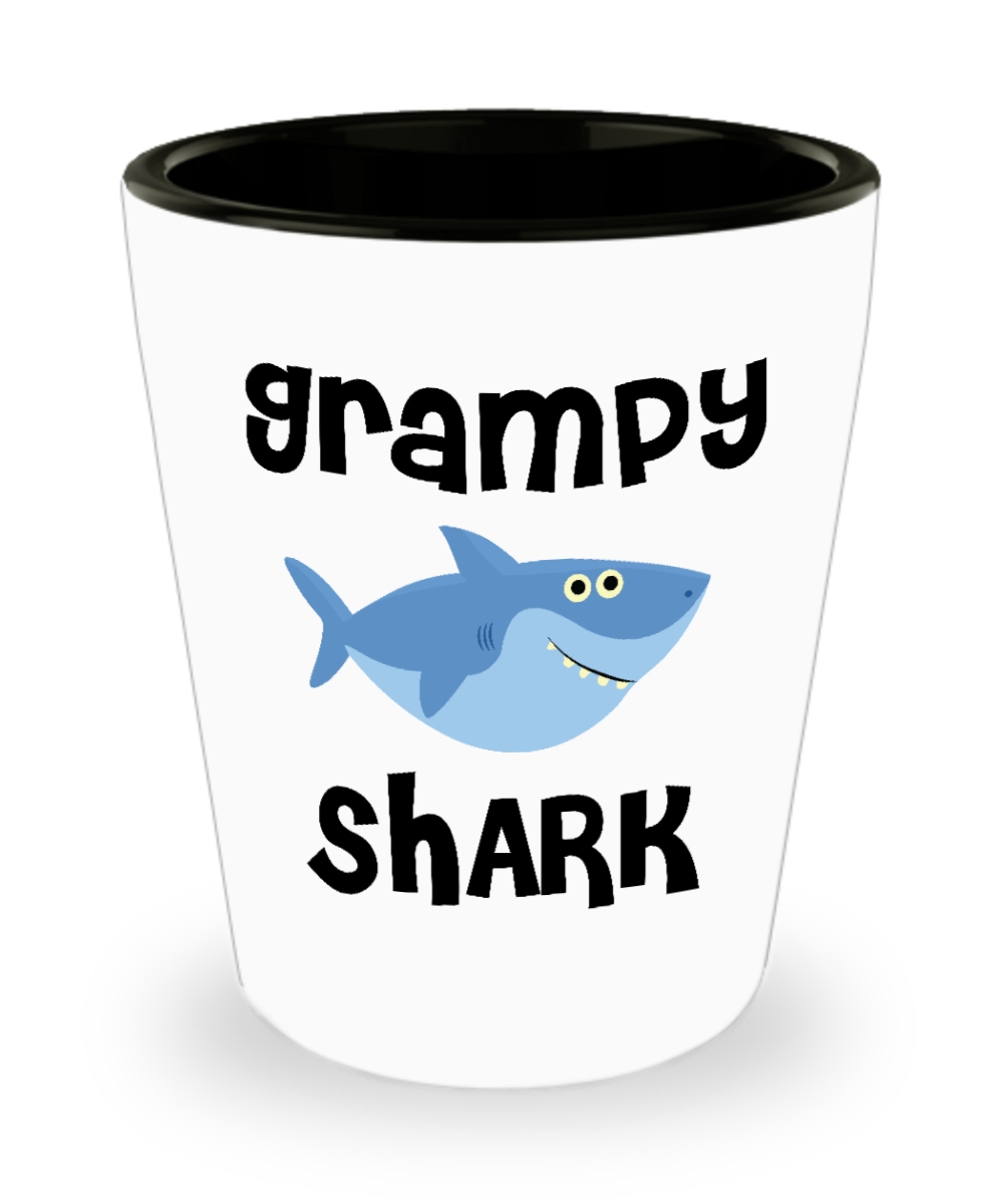 Grampy Shark Do Do Do Gift Idea Birthday Gifts for Grampies Ceramic Shot Glass