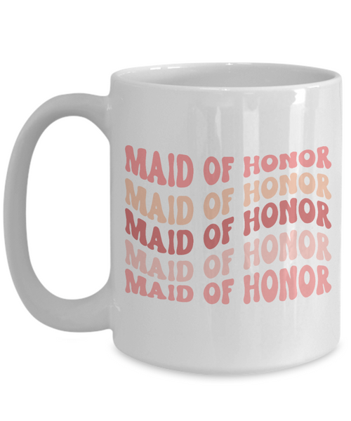 Maid of Honor Mug, MOH Mug, Bridesmaid Mug, Groovy Bachelorette, Groovy Bridesmaid, Retro Bridesmaid Mug, Bridal Party Mugs, Wedding Day