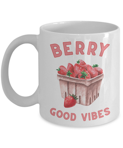 Strawberry Mug, Strawberry Cup, Cottagecore Mug, Strawberry Lover, Fruit Mug, Gardening Mug, Coffee Cup