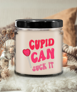 Anti Valentines Day, Anti Valentine, Galentine, Galentines Day, Cupid Can Suck It, Sarcastic 9 oz Vanilla Soy Wax Candle