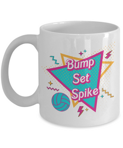 Bump Set Spike Mug, Volleyball Mom, Volleyball Coach, Volleyball Player Gift, Volleyball Team Gift, Volleyball Gift Idea, Retro 90's Coffee Cup