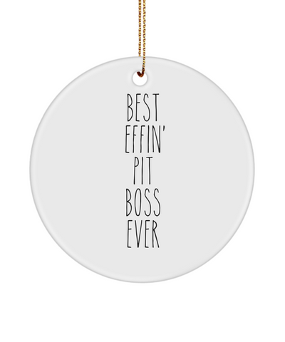 Gift For Pit Boss Best Effin' Pit Boss Ever Ceramic Christmas Tree Ornament Funny Coworker Gifts