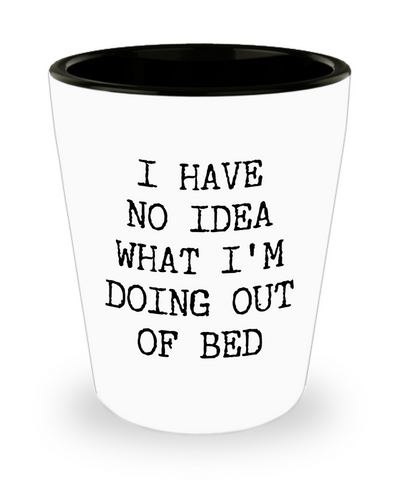 I Have No Idea What I'm Doing Out of Bed Funny Gag Gift Exchange Idea Ceramic Shot Glass