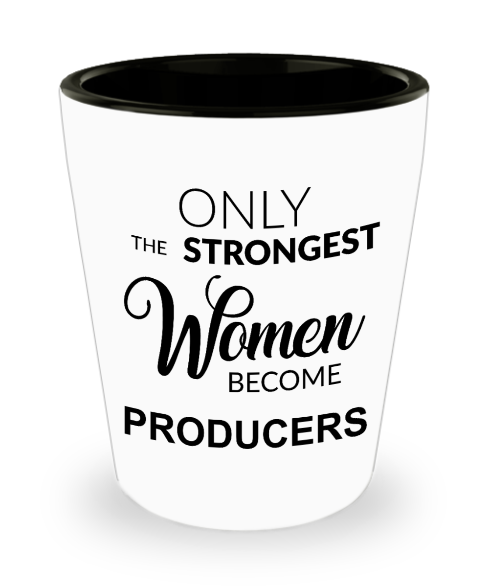 TV Video Film Producer Gifts for Women Only the Strongest Become Producers Ceramic Shot Glass