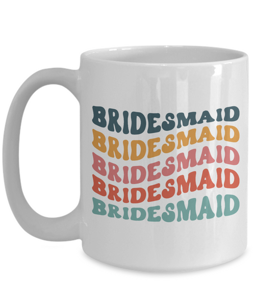 Bridesmaid Mug, Groovy Bachelorette, Groovy Bridesmaid, Retro Bridesmaid Mug, Bridal Party Mugs, Wedding Day, Aesthetic Boho Coffee Cup