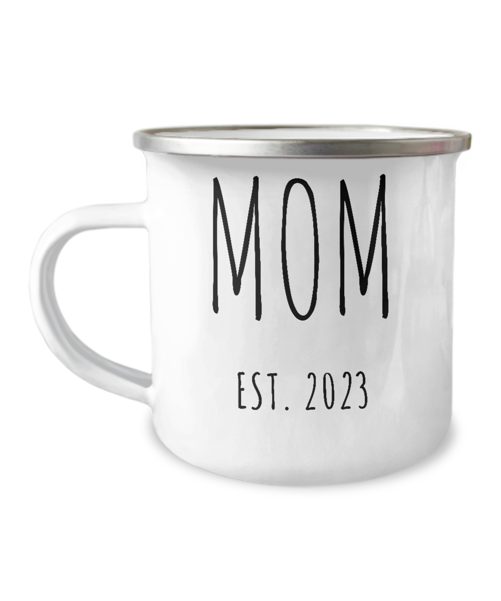 MOM EST 2023 Metal Camping Mug Coffee Cup Funny Gift