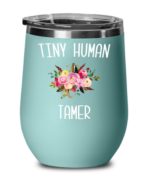 Tiny Human Tamer Wine Tumbler Daycare Provider Quote Mug Funny Childcare Worker Travel Coffee Cup BPA Free