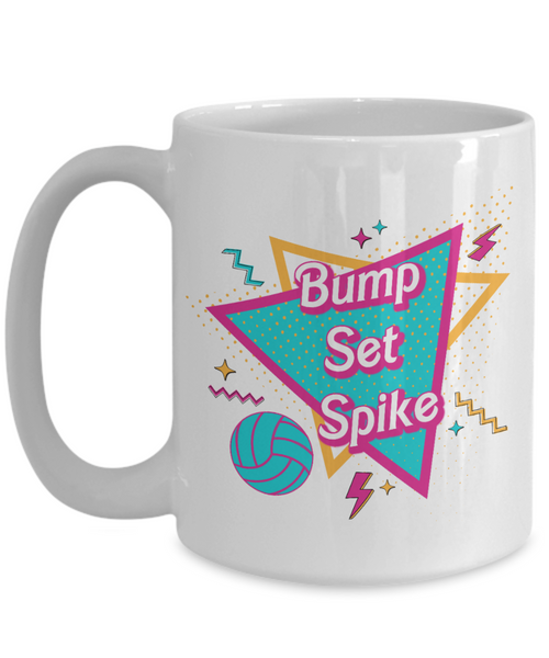 Bump Set Spike Mug, Volleyball Mom, Volleyball Coach, Volleyball Player Gift, Volleyball Team Gift, Volleyball Gift Idea, Retro 90's Coffee Cup