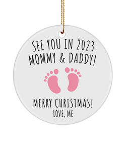 Pregnancy Ornament, Pregnant Ornament, Expecting Ornament, Unborn Baby, Pregnant Christmas, Having a Baby Girl in 2023 Ceramic Ornament, Baby Gift