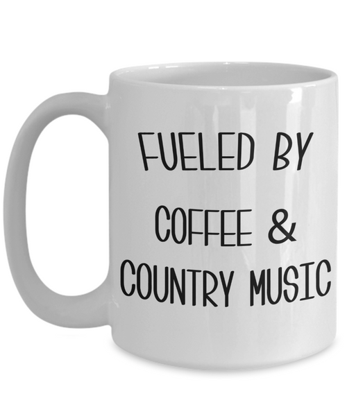 Fueled By Coffee and Country Music Mug Country Coffee Cup Country Western Music Fan Gift for Him Nashville Mug I Love Country