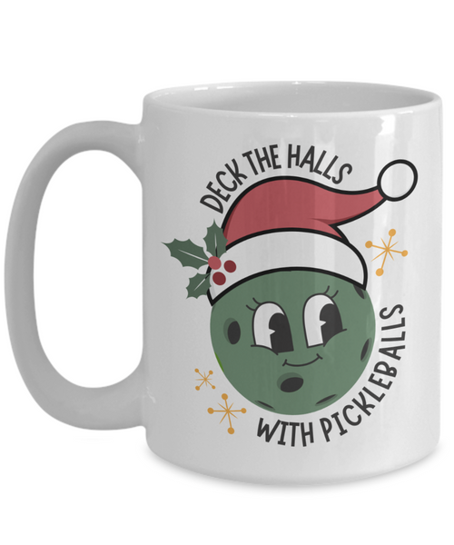 Pickleball Mug, Pickleball Christmas, Pickleball Gift, Pickleball Gifts, Deck the Halls Coffee Cup