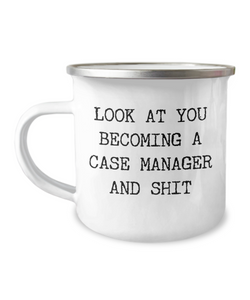 Becoming A Case Manager Camping Mug Coffee Cup Funny Coworker Gifts