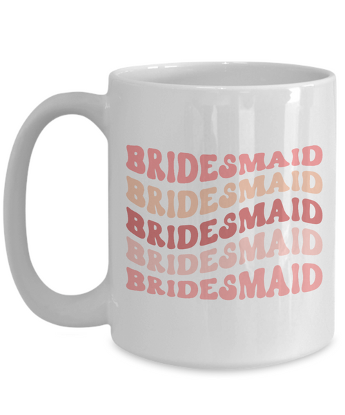 Bridesmaid Mug, Groovy Bachelorette, Groovy Bridesmaid, Retro Bridesmaid Mug, Bridal Party Mugs, Wedding Day, Aesthetic Boho Peach Pink Coffee Cup